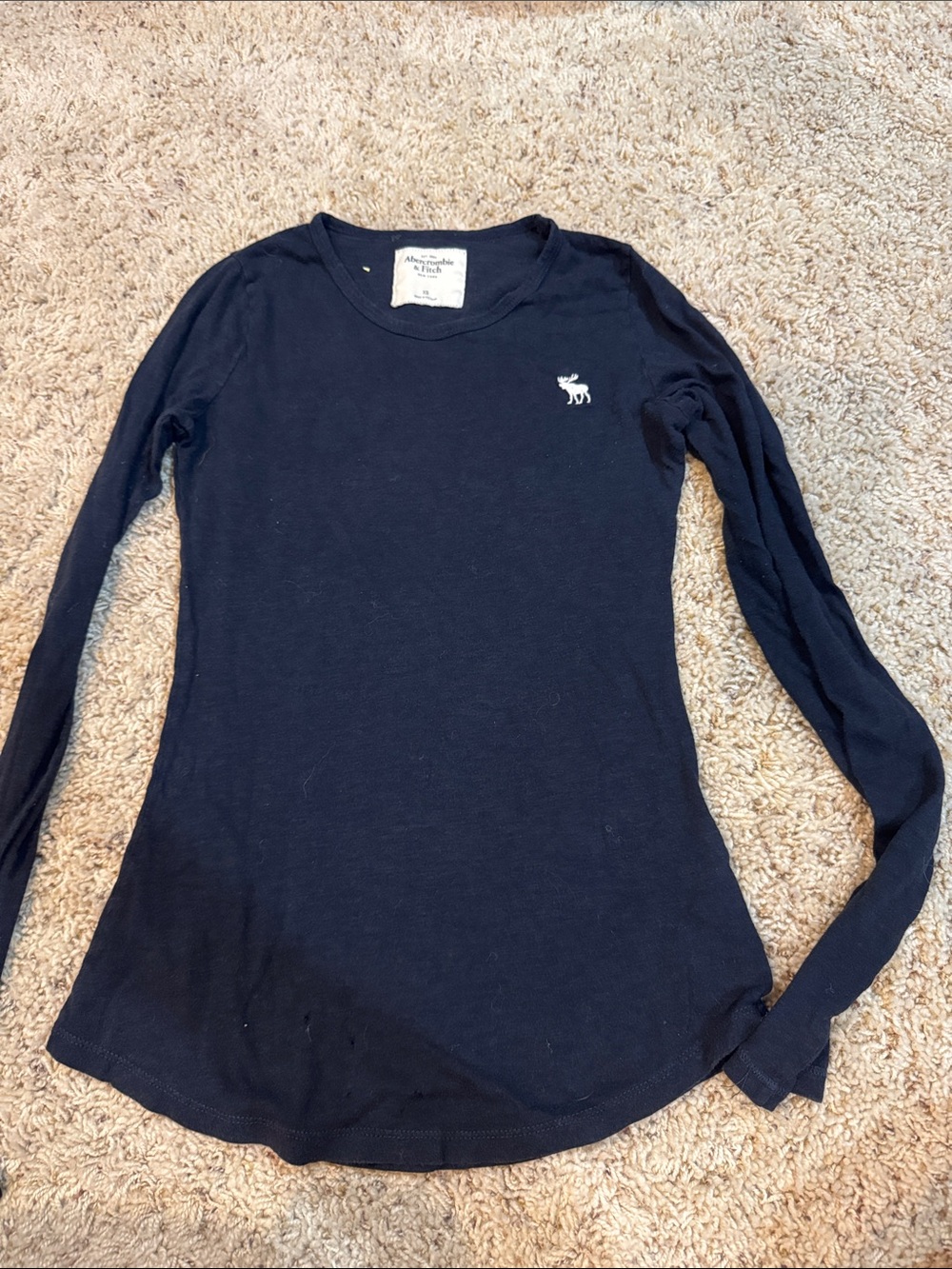Abercrombie & Fitch Dark Navy Long-Sleeve Crew Tee